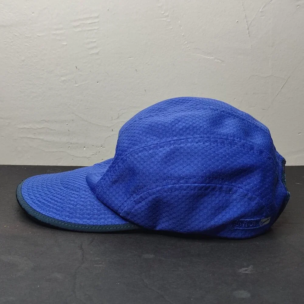 VINTAGE Nike Hat Cap Blue Black Tailwind 7 Panel Mesh Mini Swoosh Running - Picture 6 of 16